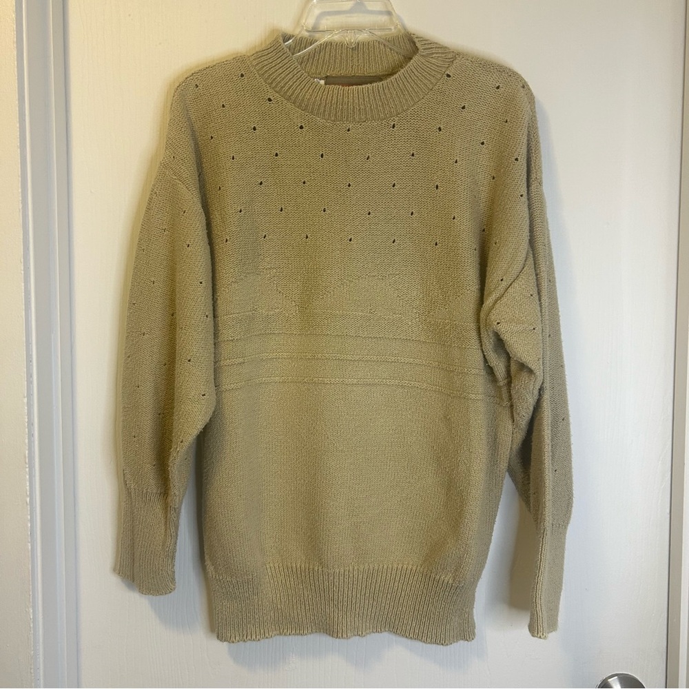 Vintage 100% Cotton Cream‎ Sweater with Horse Heads, Size Large